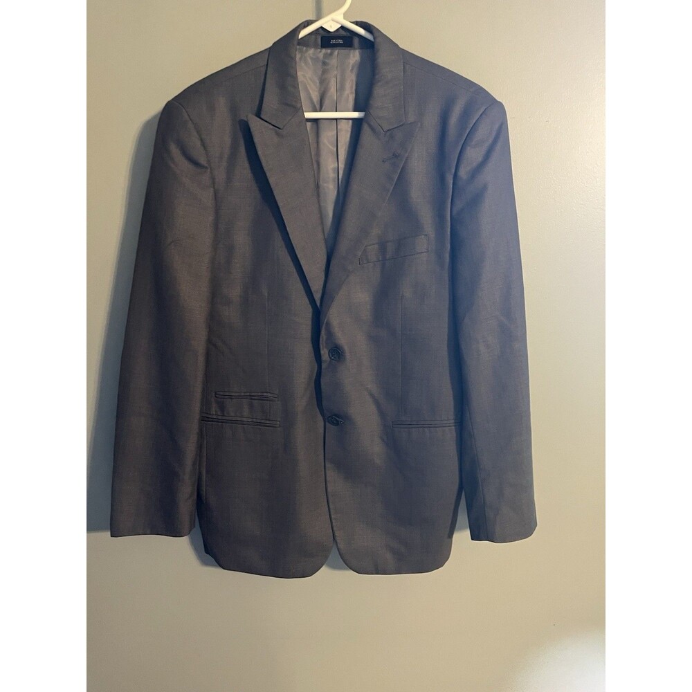 J.Ferrar Modern Fit Gray Solid Single-Breasted 2-Button Suit Jacket 40R